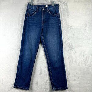 & Denim Women's Straight Length Ankle Jeans High Waist Mid Rise Blue Size 8